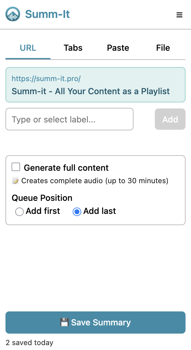 Extension popup in URL mode